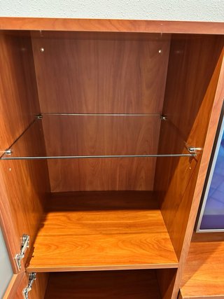 Mueble TV madera maciza y cristal