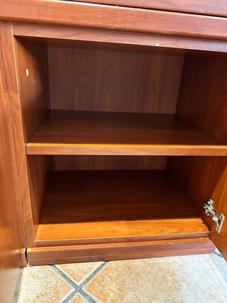 Mueble TV madera maciza y cristal