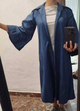 Gabardina vintage azul mangas acampanadas