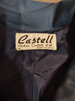 Gabardina vintage azul mangas acampanadas