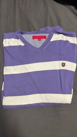 Jersey Tommy Hilfiger Rayas Morado Blanco