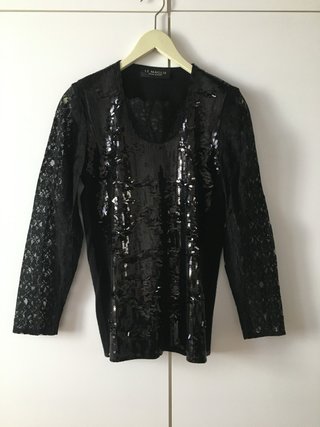 Maglia Le Maglie pizzo e paillettes nera