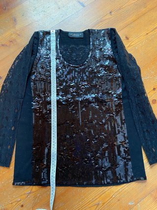 Maglia Le Maglie pizzo e paillettes nera