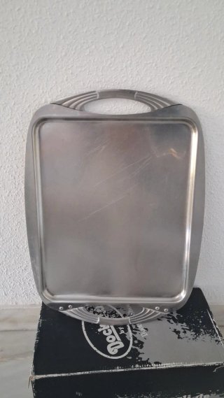 Bandeja Acero con Asas Decorada Antigua 43'5x32
