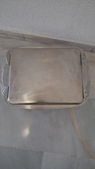 Bandeja Acero con Asas Decorada Antigua 43'5x32
