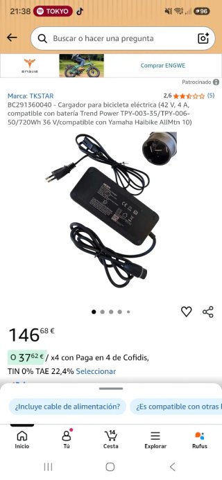 Cargador Bici Eléctrica