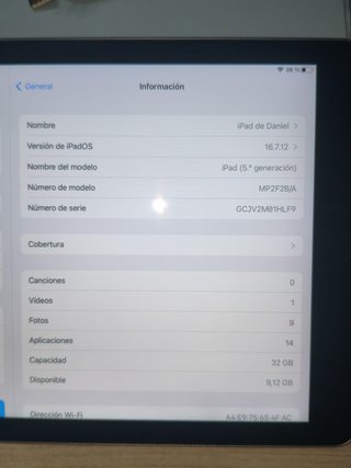 iPad 5ta Gen MP2F2B/A Plata