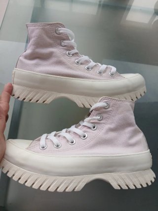 Zapatillas Converse altas rosa y blanco T37