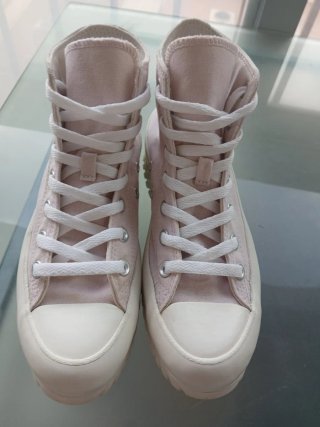 Zapatillas Converse altas rosa y blanco T37