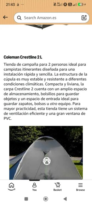 Tienda de campaña Coleman 2.8kg