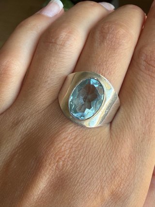 Anello Argento 925 con Acquamarina Ovale