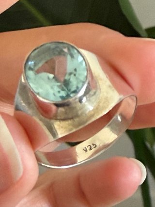 Anello Argento 925 con Acquamarina Ovale