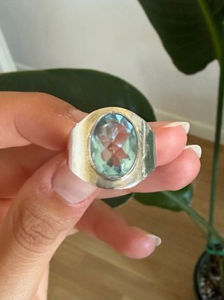 Anello Argento 925 con Acquamarina Ovale