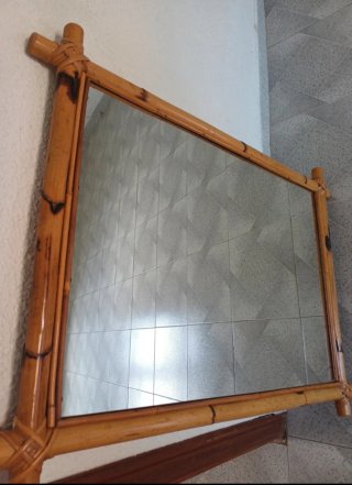 Espejo Grande Bambú Boho Vintage