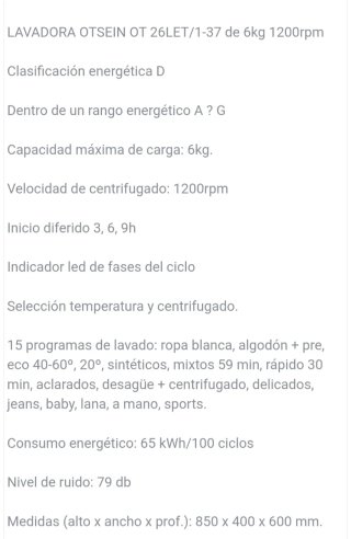 Lavadora Otsein Carga Superior 6Kg