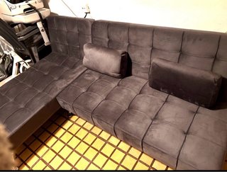 Sofá modular gris terciopelo