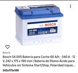 Batería de coche bosh 540A 60 Ah 12 v