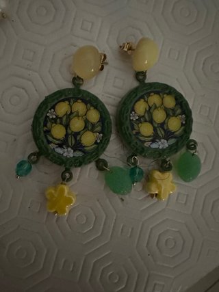 Orecchini pendenti limoni e fiori