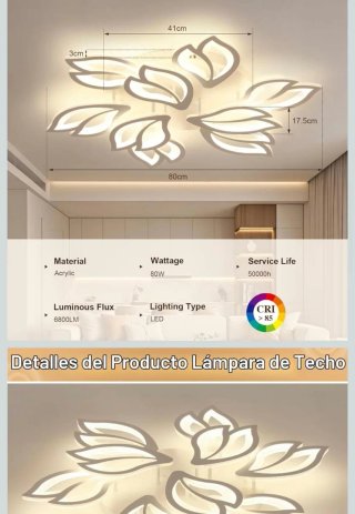 Lámpara Techo Moderna 80cm Regulable Mando