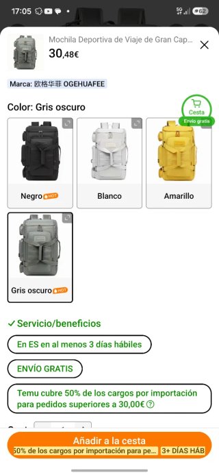 Bolso de viaje mochila TEMU
