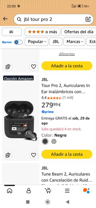JBL TOUR PRO 2 Auriculares Inalámbricos Gris/Plata
