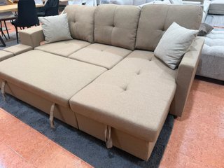 Sofá Cama Beige 230cm + 2 Pufs