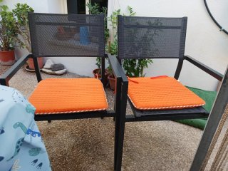 Conjunto 6 Sillas Jardín Metal Negro Naranja