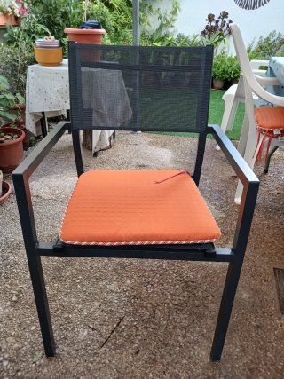 Conjunto 6 Sillas Jardín Metal Negro Naranja