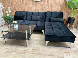 Sofá Cama Terciopelo Negro 200cm