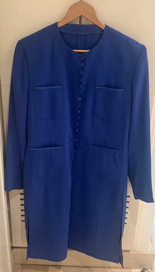Conjunto vestido y abrigo azul