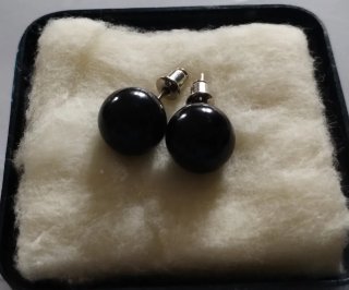 Collana in perle di cristallo nero con orecchini