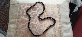 Collana in perle di cristallo nero con orecchini