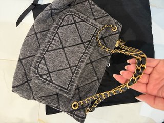 Bolso Chanel Denim Acolchado Cadena Dorada
