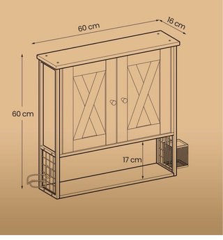 Mueble de baño rústico madera y metal