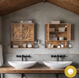 Mueble de baño rústico madera y metal