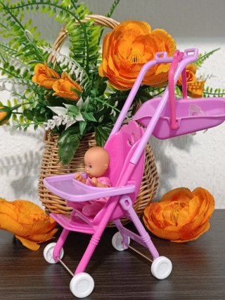 Muñeca Bebé Simba con Cochecito Rosa