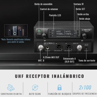 Phenyx Pro PTU-71-2B Sistema Micrófono UHF
