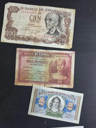 Lote Billetes Españoles Pesetas Antiguos