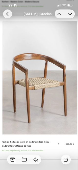 Pack 4 Sillas madera de Teca Visby (Sklum)