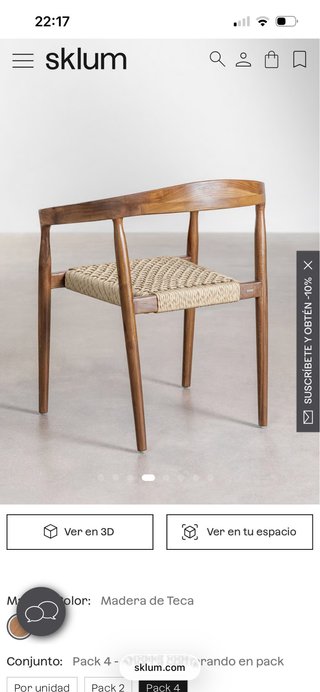 Pack 4 Sillas madera de Teca Visby (Sklum)
