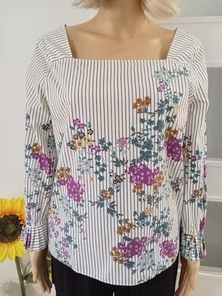 Blusa Massimo Dutti flores rayas