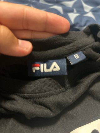Camiseta Fila manga larga negra y gris talla 12
