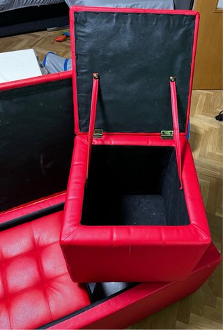 Baúl asiento polipiel rojo
