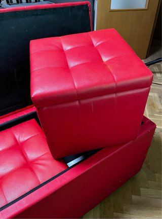 Baúl asiento polipiel rojo