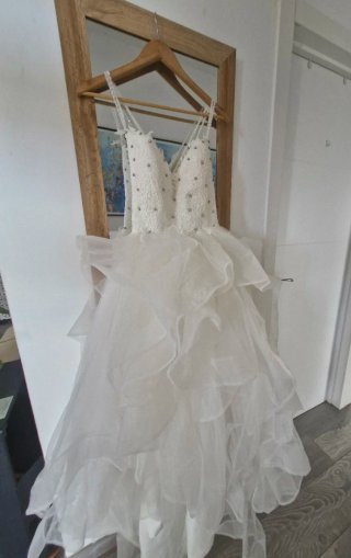 Vestido de Novia Blanco Encaje Perlas
