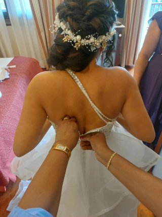 Vestido de Novia Blanco Encaje Perlas