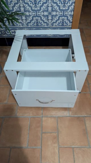 Base soporte para Lavadora y Secadora con Cajón.