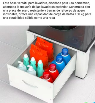 Base soporte para Lavadora y Secadora con Cajón.