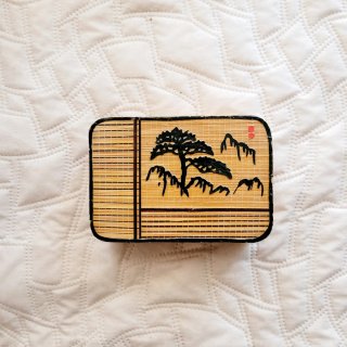 2 Cajas Joyero Accesorios Bambu Mimbre Vintage