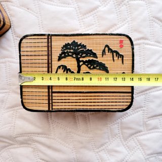 2 Cajas Joyero Accesorios Bambu Mimbre Vintage